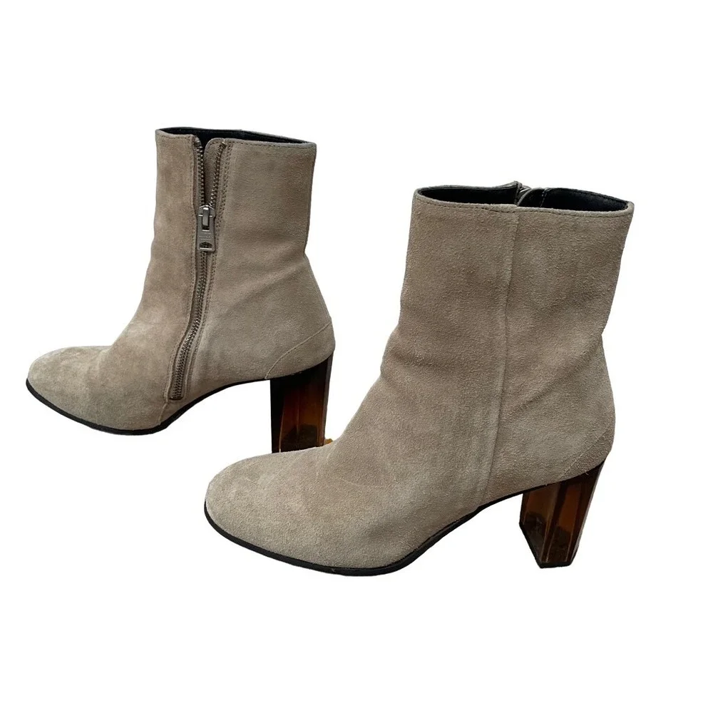 AllSaints OFF‎ WHITE Taupe SUEDE ROKA BOOTIES 40Euro/ 9USA
